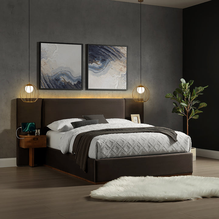 Dahlia Upholstered Bed w/ Side Tables