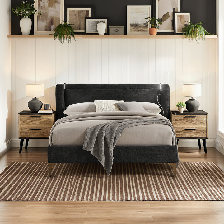 Sawyer Upholstered Wingback Bed